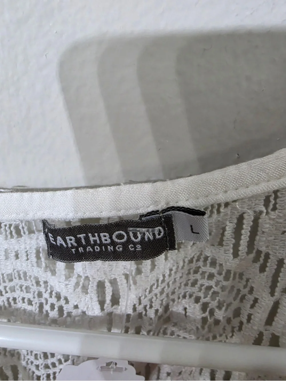 EARTHBOUND White Crochet Yoke Peasant Blouse